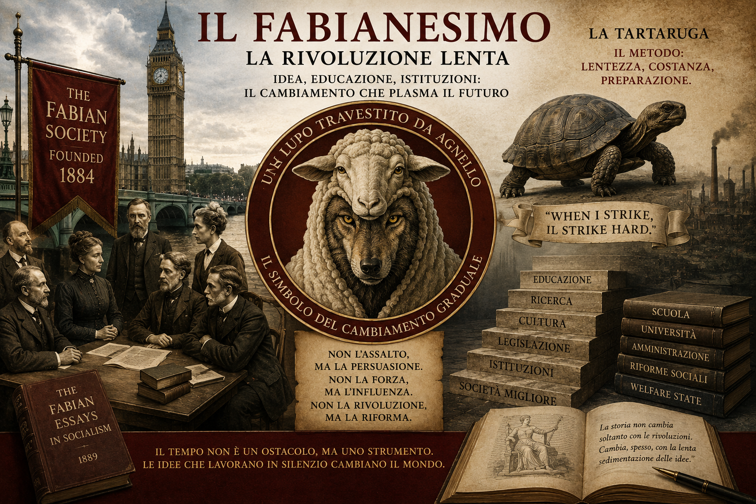 Il Fabianesimo: la rivoluzione lenta e il simbolismo del lupo travestito da agnello