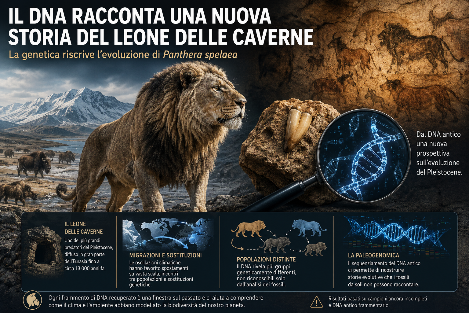 Il DNA racconta una nuova storia del leone delle caverne: quando la genetica riscrive l’evoluzione