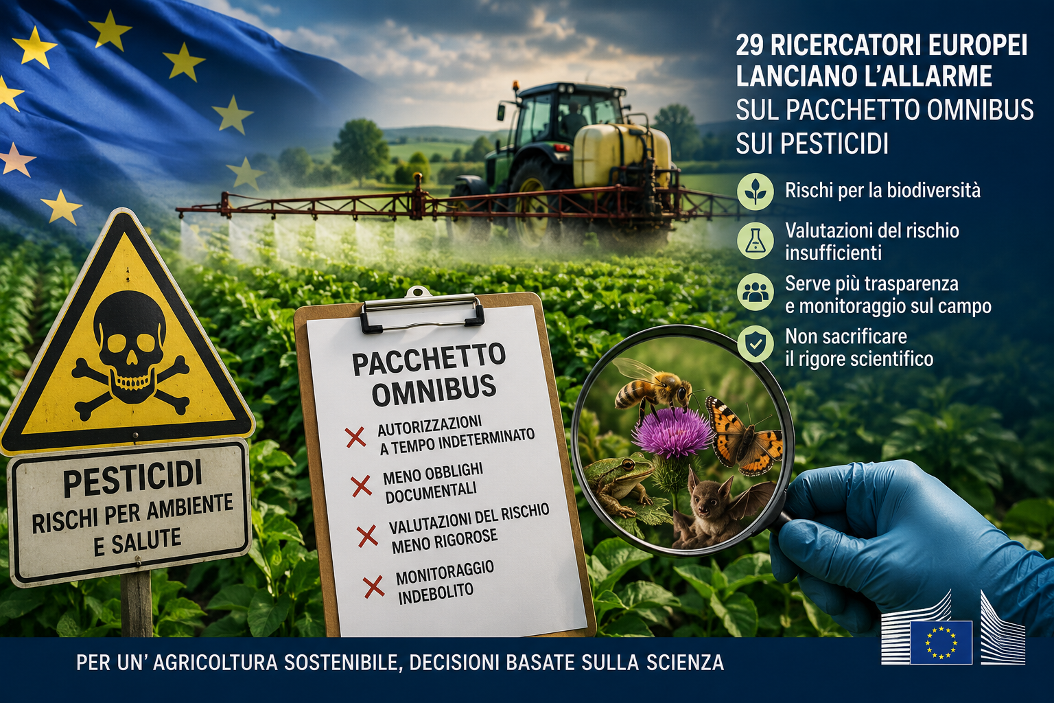 Pesticidi, 29 scienziati europei contro il pacchetto Omnibus: «La semplificazione non può sostituire la scienza»