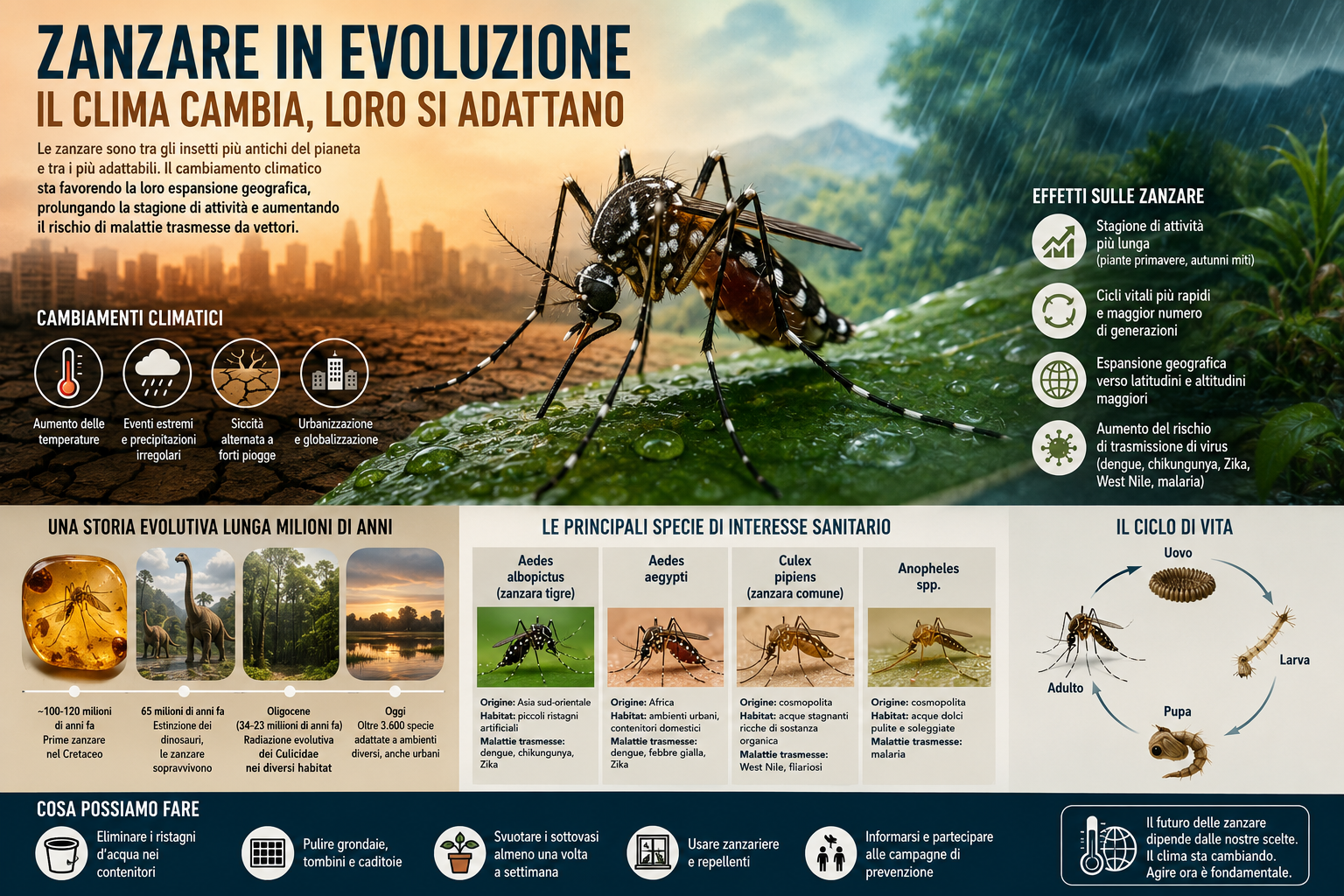Le zanzare nell’era del cambiamento climatico: evoluzione, adattamento e nuove sfide per la salute pubblica