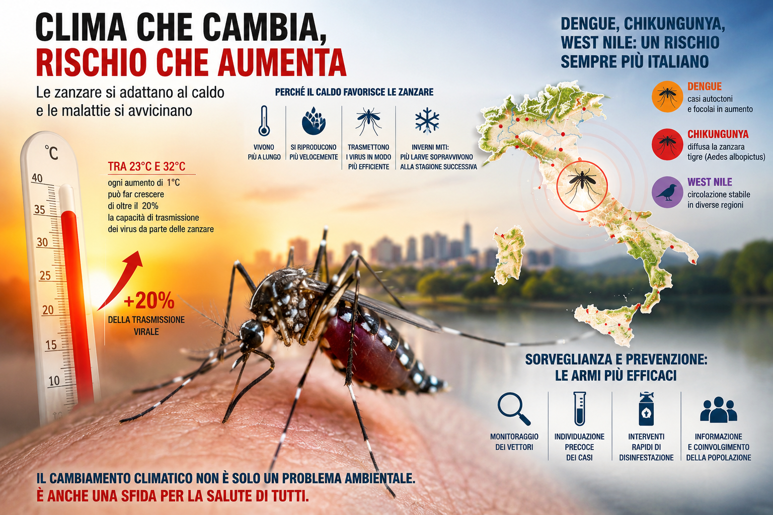Arbovirosi e cambiamenti climatici: il caldo accelera la diffusione delle malattie trasmesse dalle zanzare
