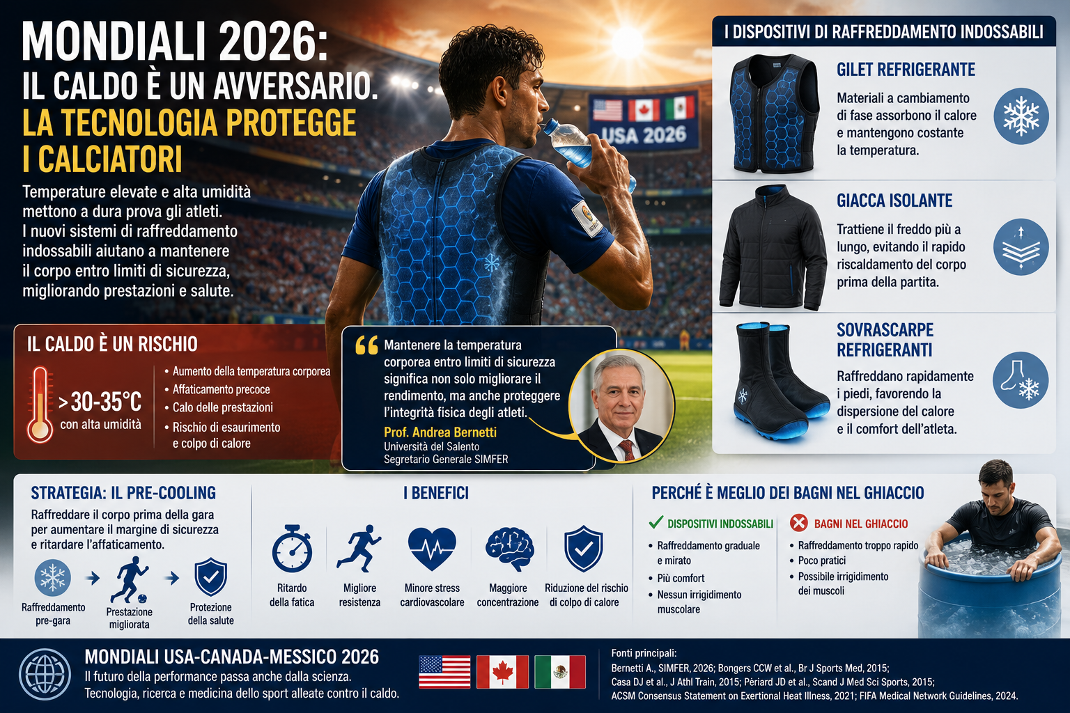 Mondiali 2026: il caldo diventa un avversario e la tecnologia corre in aiuto dei calciatori