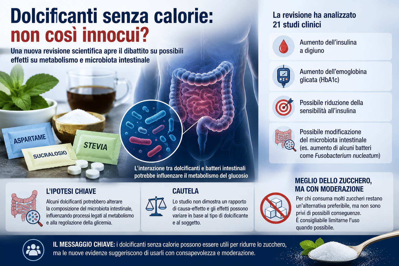 Dolcificanti senza calorie: davvero sono innocui? Nuove evidenze riaprono il dibattito