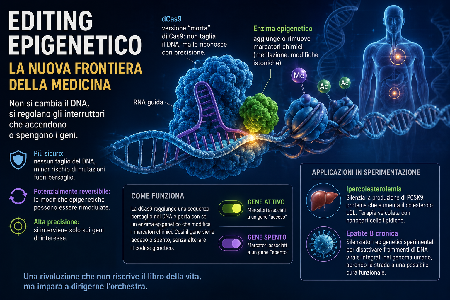 Editing epigenetico: la nuova frontiera della medicina che riscrive il destino dei geni senza modificarne il DNA