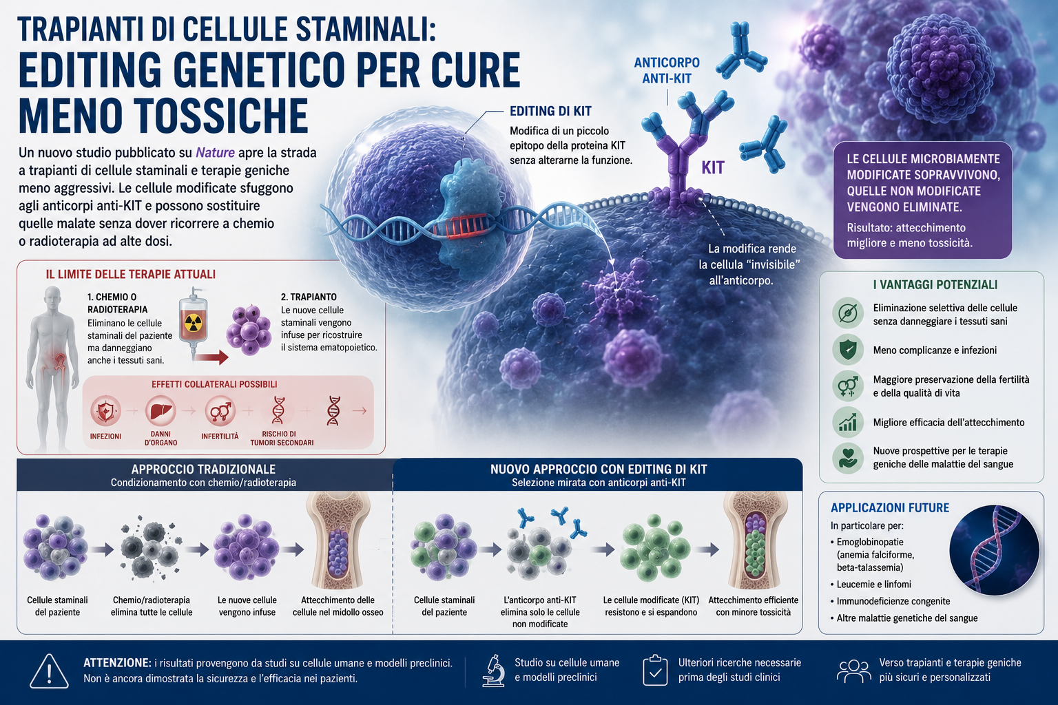 Trapianti di cellule staminali, un editing genetico potrebbe ridurre la tossicità delle cure