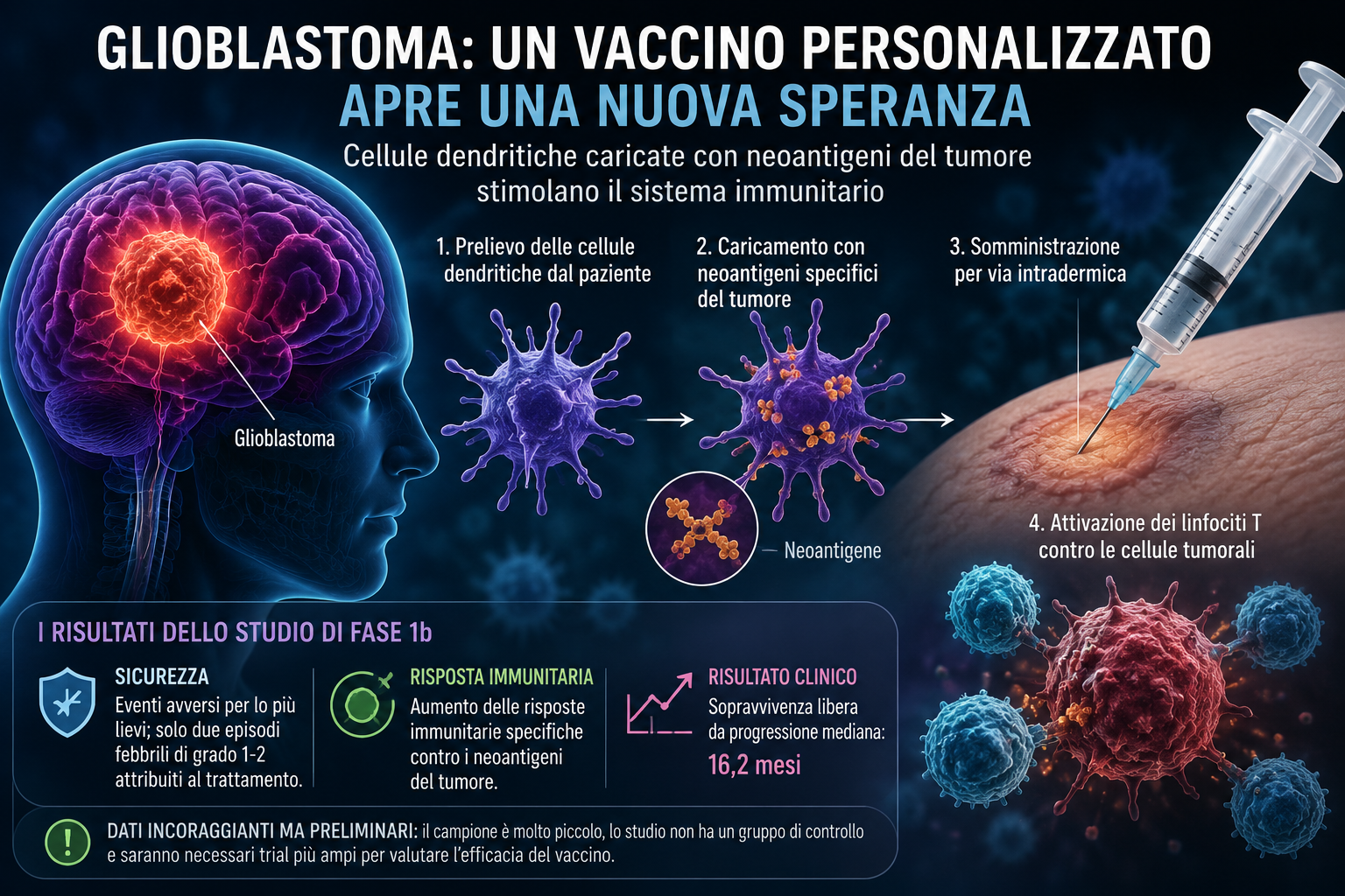 Glioblastoma: un vaccino personalizzato apre nuove prospettive, ma la strada è ancora lunga