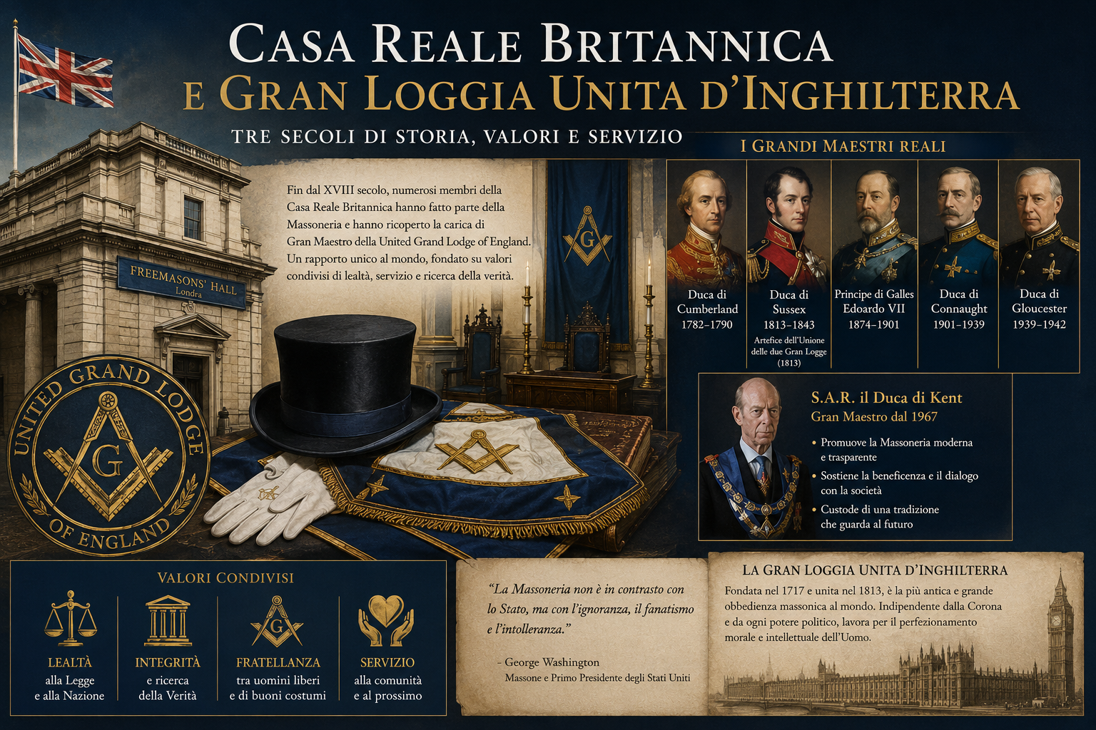 La Casa Reale Britannica e la Gran Loggia Unita d’Inghilterra: una tradizione lunga tre secoli