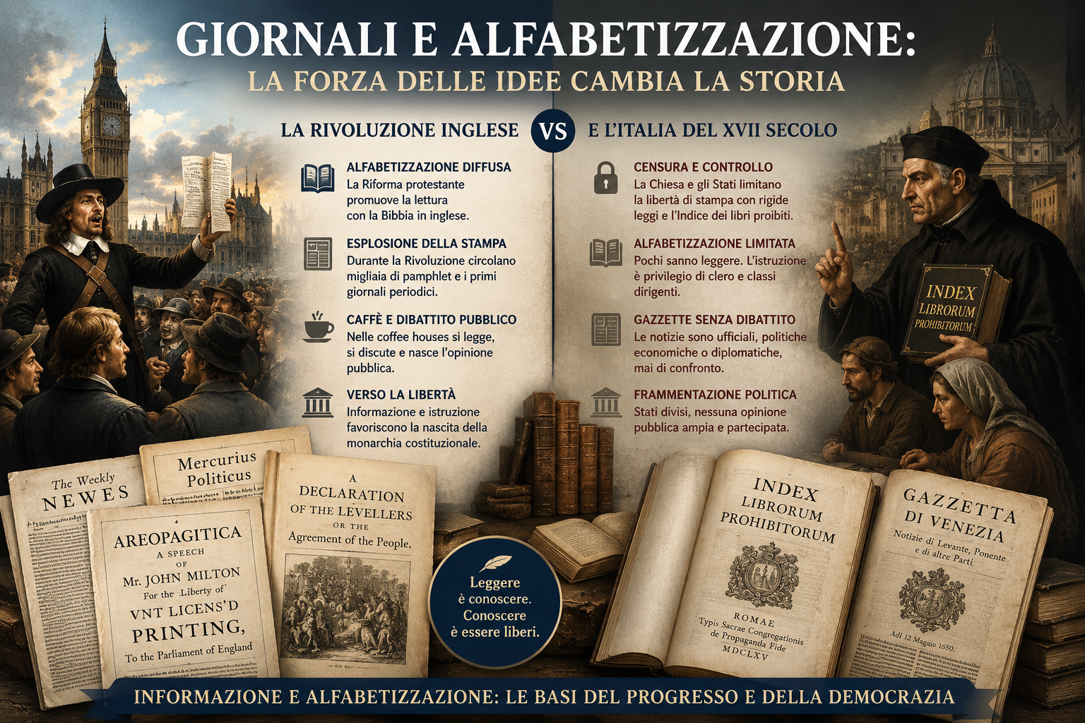 Giornali, alfabetizzazione e libertà: perché la Rivoluzione inglese cambiò il modo di pensare l’Europa