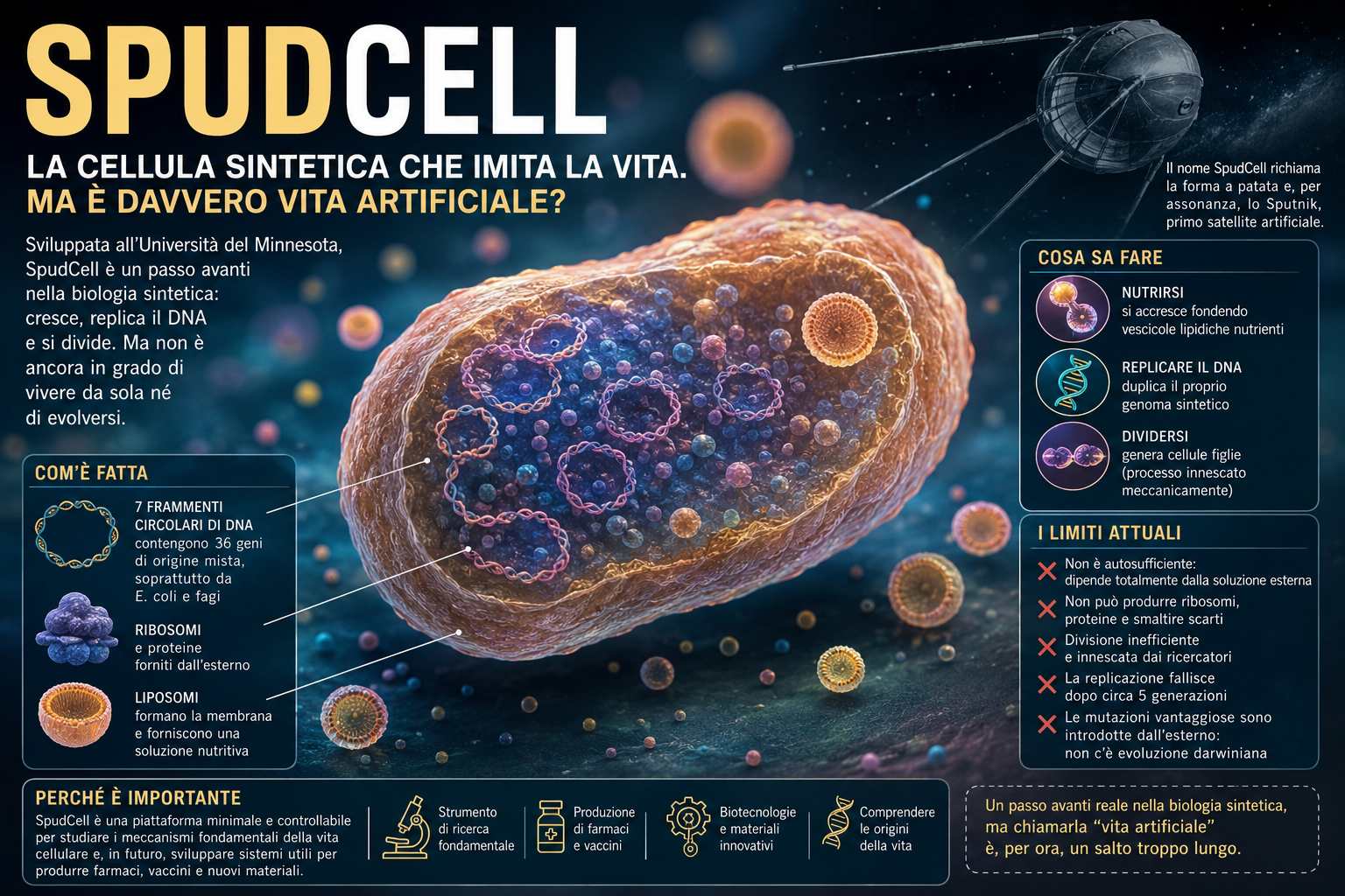 SpudCell, la cellula sintetica che imita la vita. Ma è davvero vita artificiale?