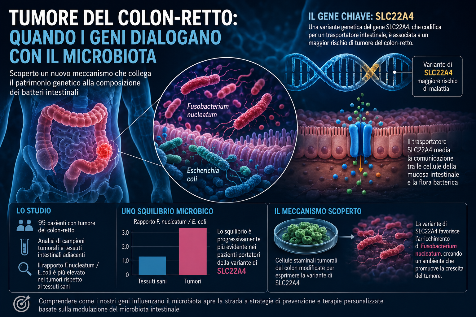 Tumore del colon-retto: quando i geni dialogano con il microbiota