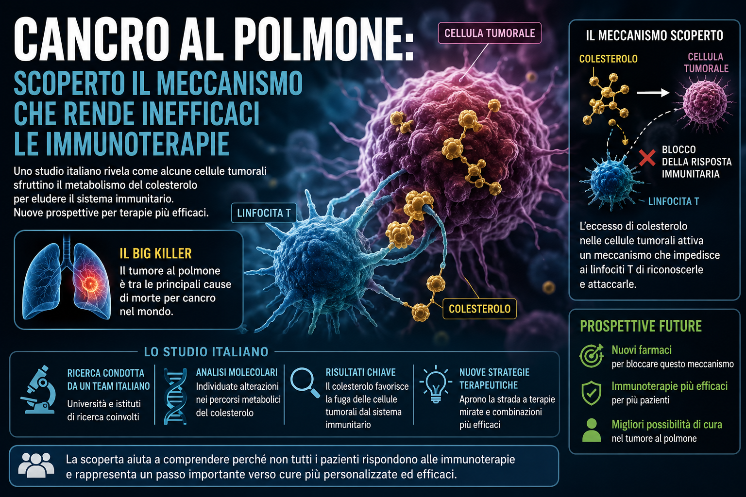 Cancro al polmone: scoperto il meccanismo che rende inefficaci le immunoterapie. Lo svela uno studio italiano