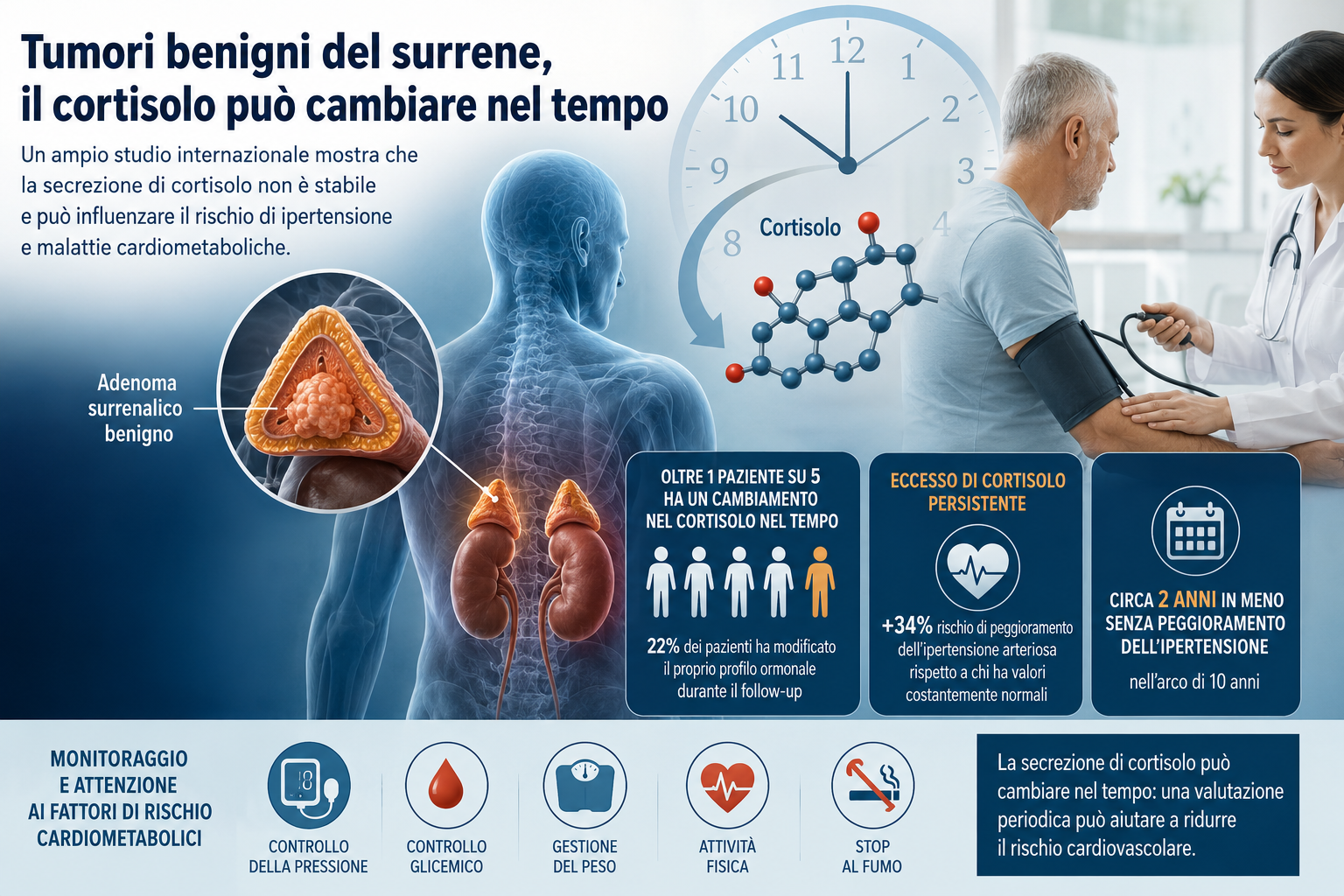 Tumori benigni del surrene, il cortisolo può cambiare nel tempo