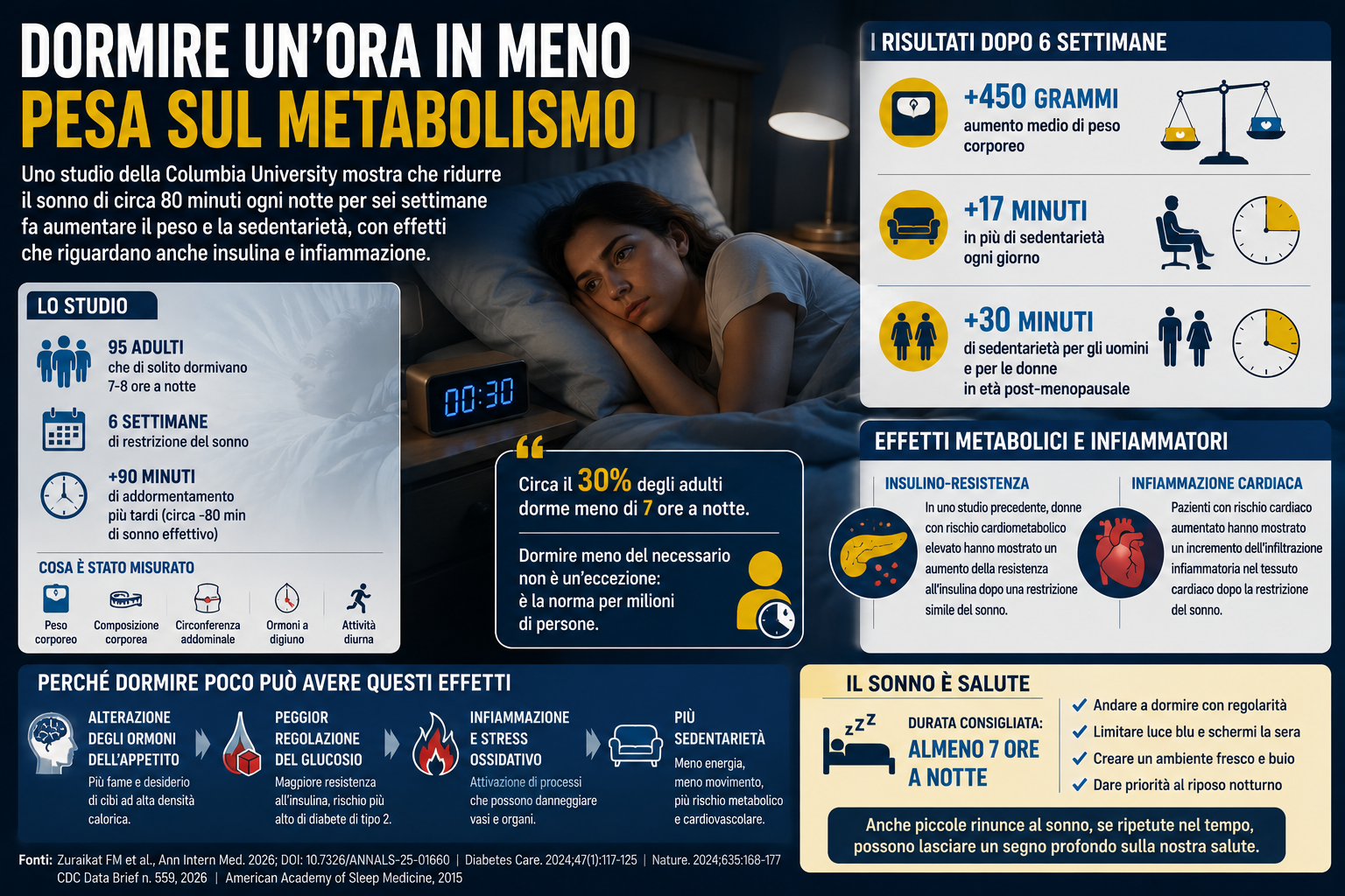 Dormire un’ora in meno può pesare sul metabolismo: il debito di sonno che si accumula senza accorgercene